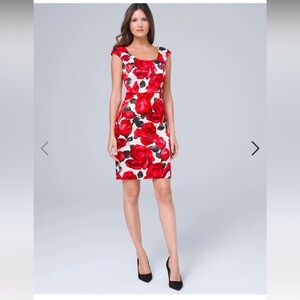 WHBM Rose Print Sheath Dress